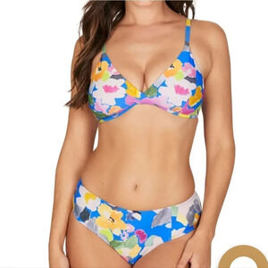 Nip Tuck Women Blue Dilly Dally Floral Print 2 Piece Slimming Bikini Swimsuit 12